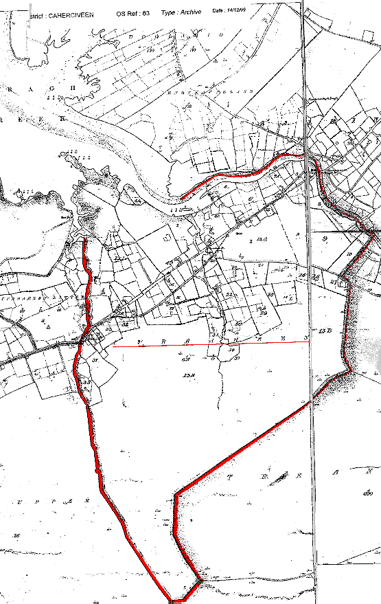 Ordnance Survey Map 63, Curranheen Townland, Glanbehy Civil Parish, Iveragh Barony, Co. Kerry