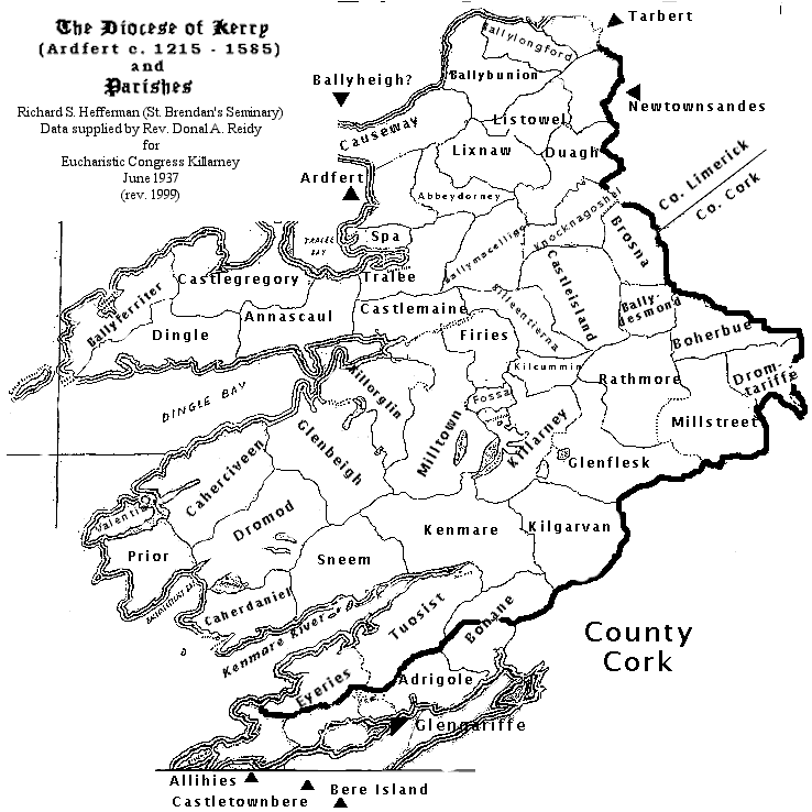 Map 2, redrawn map of dioceses and parishes