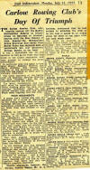 Cutting from Irish Independent, Monday. July 11, 1955