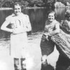 Cecilia Forhane and Joan Hartnett (1939) of Killarney standing next to Colleen Bawn Rock